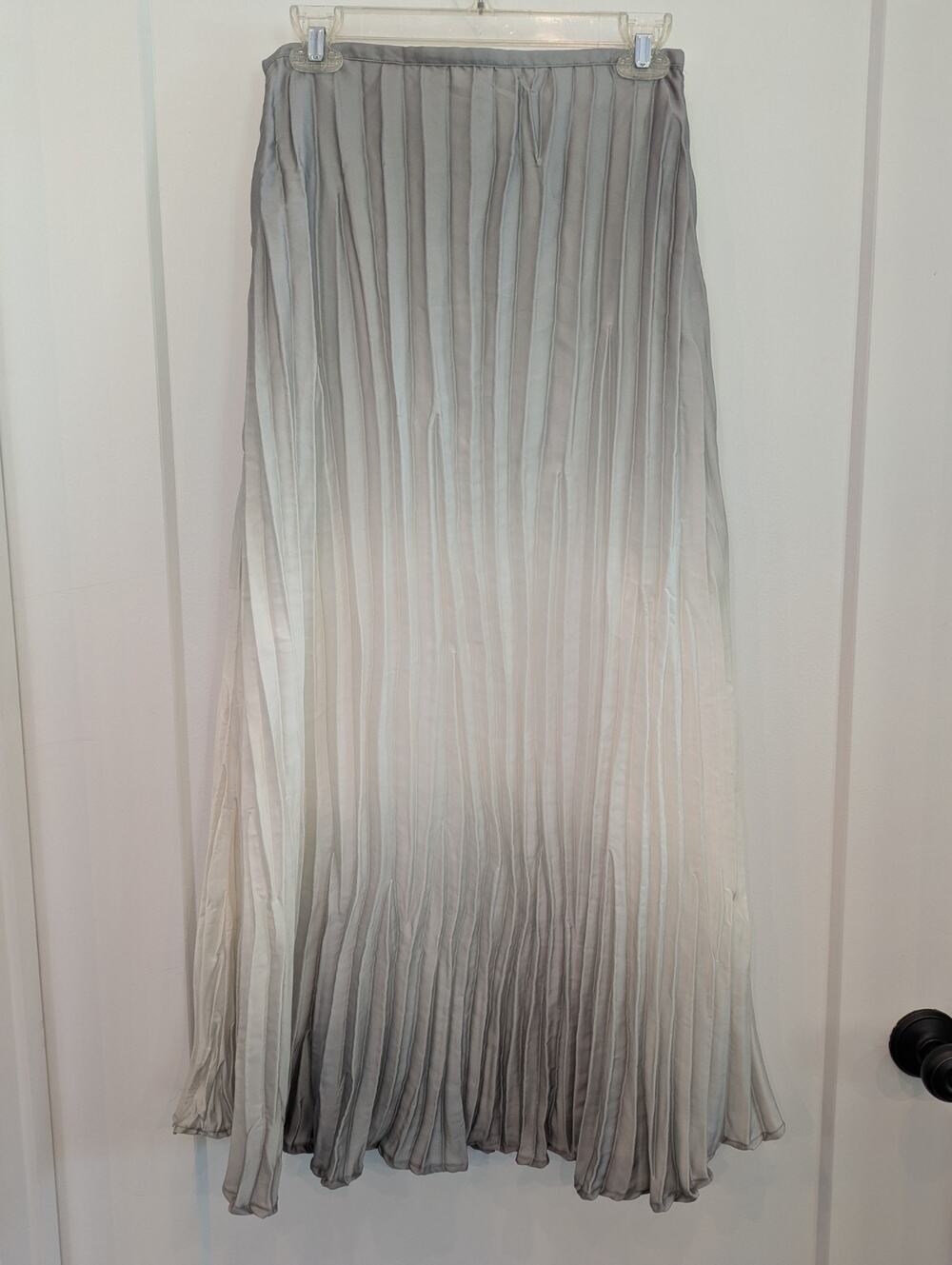 Chico Sz 0 (S/4) Crinkle Olive Green Ivory Long Lined Skirt Formal Whimsy Flowy